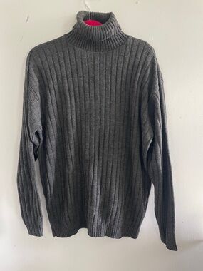 Women's Ribbed Turtleneck Sweater - Charcoal Gray